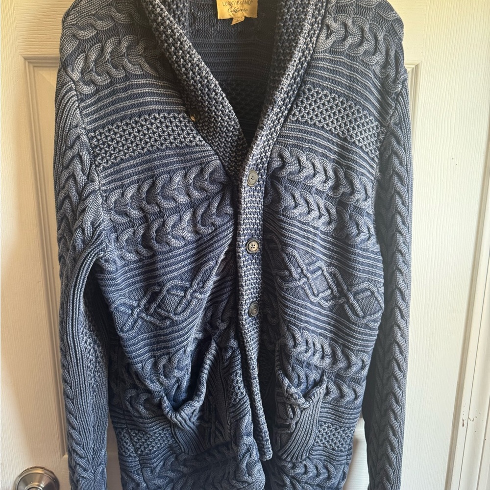 Lucky Brand Navy Cable Knit Cardigan